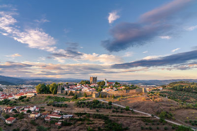 Panoramic view, astonishing sunset in the medieval citadel of bragança, trás-os-montes, portugal