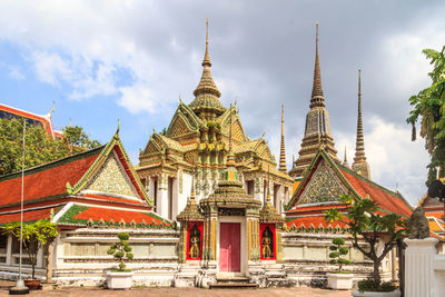 Low angle view of temple building against sky