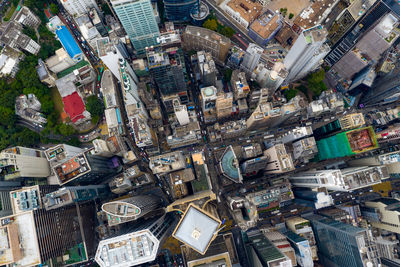 High angle view of city buildings