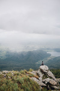 Scenic view of mountain range against sky