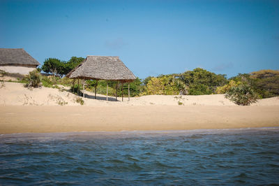 Scenic view of calm sea against clear sky