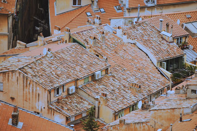High angle view of residential buildings