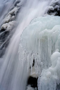 Beautiful cascading frozen waterfalls