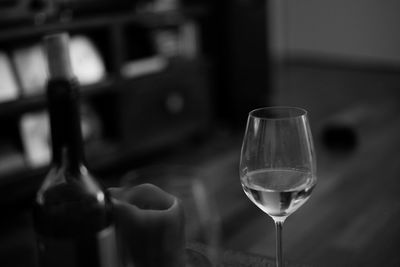 Close-up of wineglass on table