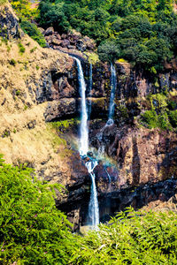 Scenic view of waterfall in forest