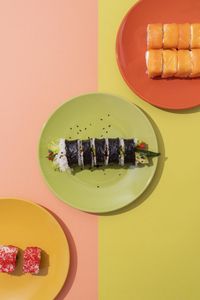 High angle view of food on table