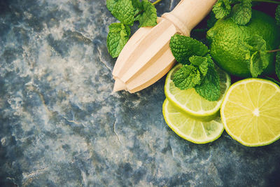 Directly above shot of fruits on table