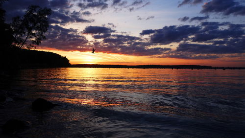 Scenic view of sunset over sea