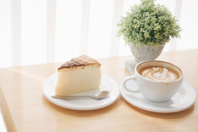 Close-up of coffee served on table