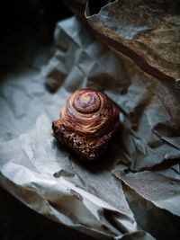 Close up shot of a cardamom roll. 