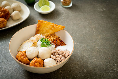 Close-up of food in bowl on table