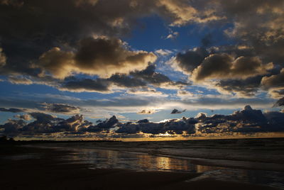 Scenic view of sea against cloudy sky