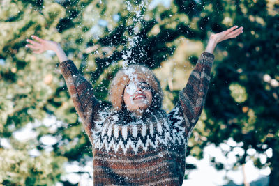 Portrait of a boy in snow