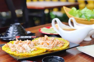 Close-up of food on table