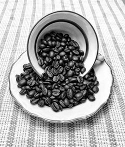 High angle view of coffee beans on table