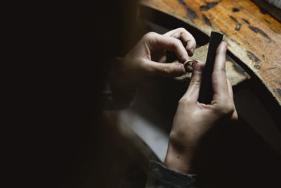 Cropped image of man working at home