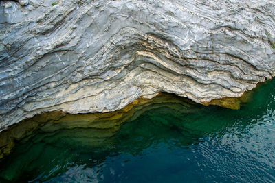 Close-up of rock in water