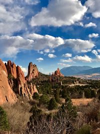 View of rock formations in desert