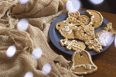 High angle view of decoration on table