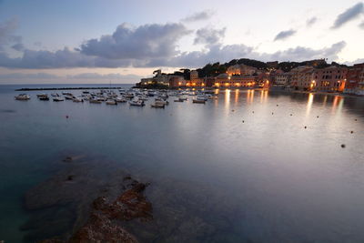 Scenic view of sea against sky at sunset