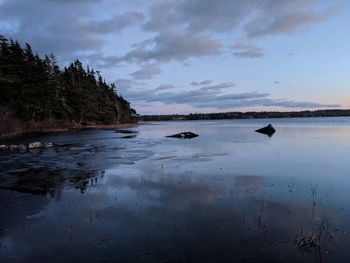 Scenic view of lake against sky