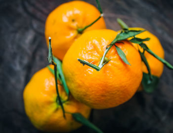 High angle view of orange on table