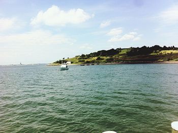 Boat sailing in sea