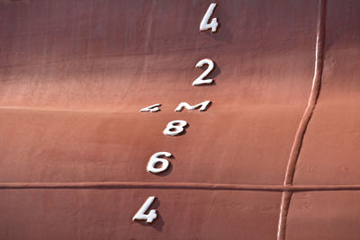Water depth mark on a cruise ship shortly before launching