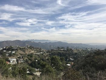High angle view of townscape against sky