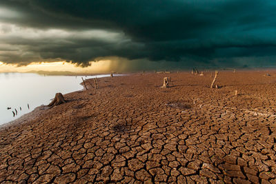 Scenic view of land against sky