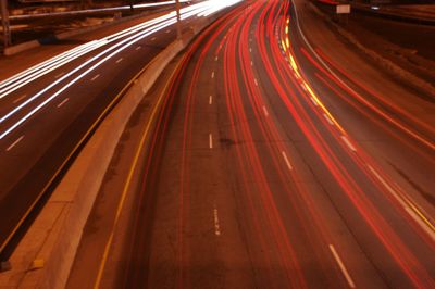 Blurred motion of road at night