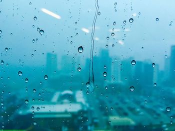 Full frame shot of wet window