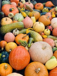 Full frame shot of pumpkins at market