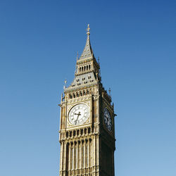 Low angle view of clock tower against sky