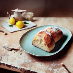 Bread on a wooden table 