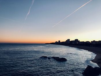 Scenic view of sea against sky during sunset