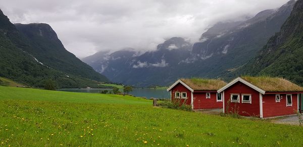 Scenic view of mountains against sky