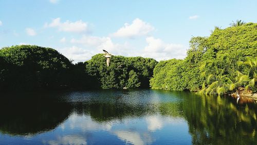 Scenic view of lake against sky