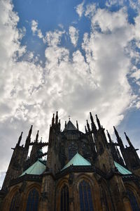 Low angle view of church against cloudy sky