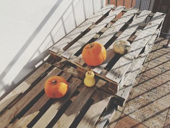 High angle view of pumpkins on floor