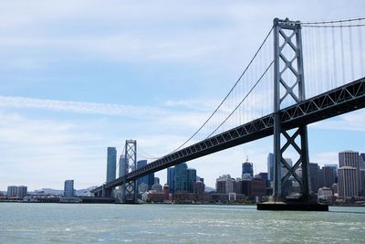 Suspension bridge over river