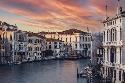 View of the canal grand from the accademia bridge during covid 19 at sunset