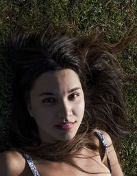 Portrait of young woman with eyes closed