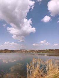 Scenic view of lake against sky