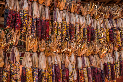 Full frame shot of multi colored decorations hanging at market stall