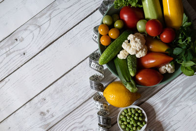 High angle view of tomatoes on table