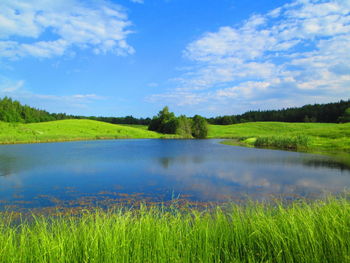 Scenic view of lake against sky