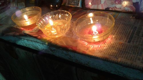 Close-up of illuminated light bulbs