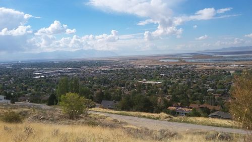 High angle view of city