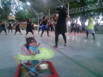 People enjoying at night